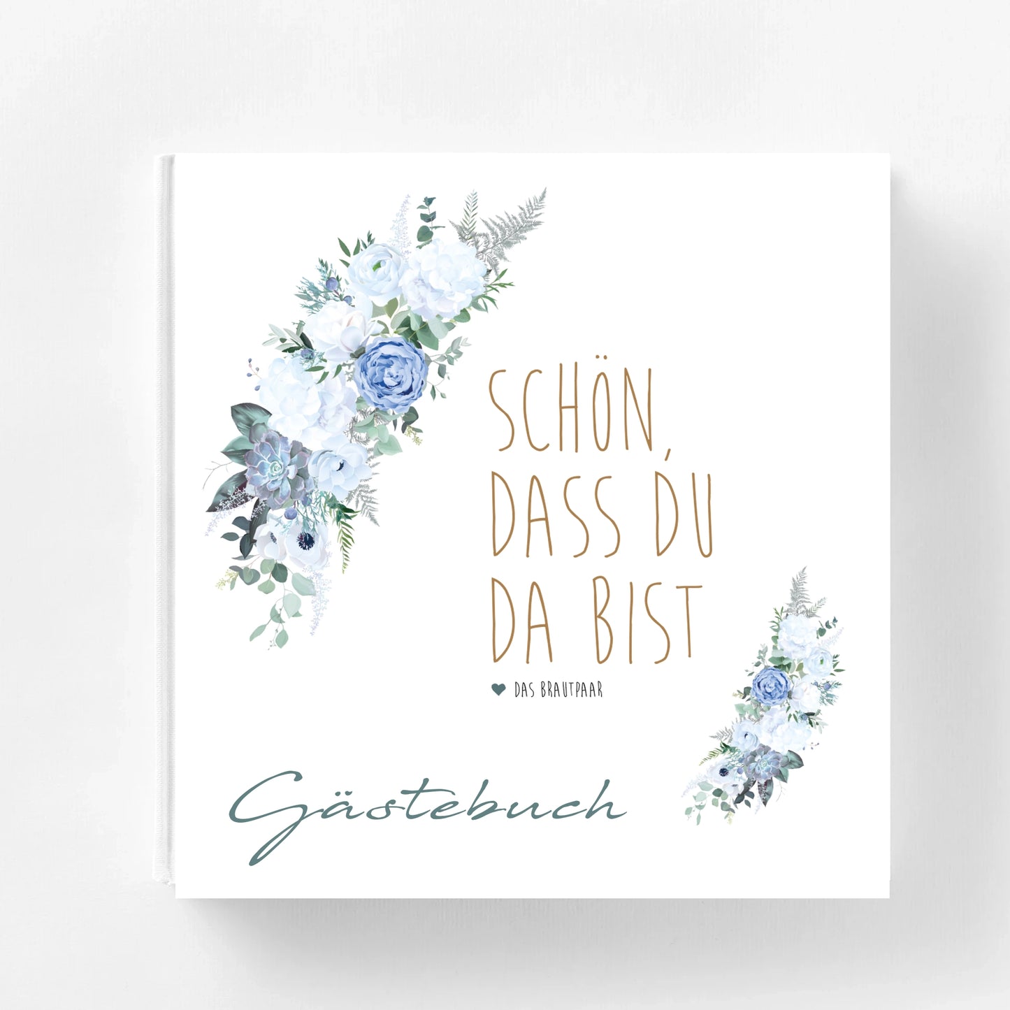 Gästebuch zur Hochzeit blau (hardcover) mit Personalisierung