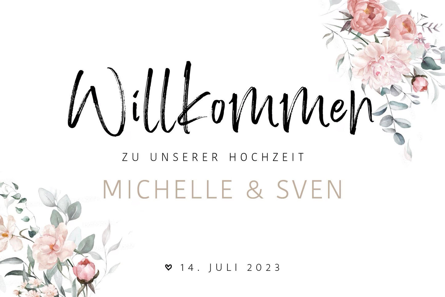 Willkommensschild zur Hochzeit (rose)