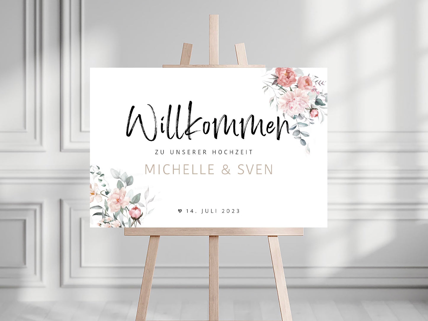 Willkommensschild zur Hochzeit (rose)