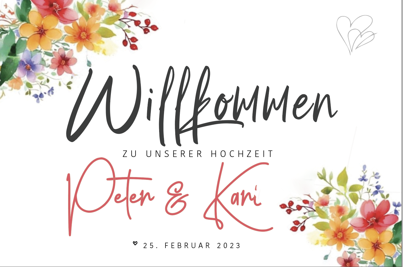 Willkommensschild zur Hochzeit