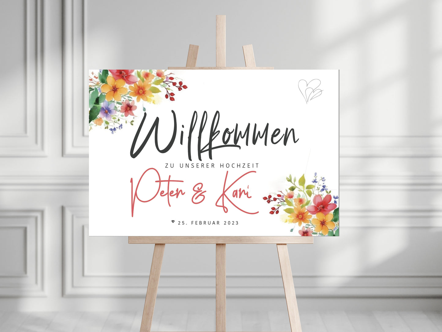 Willkommensschild zur Hochzeit (weidestrauß) personalisiert