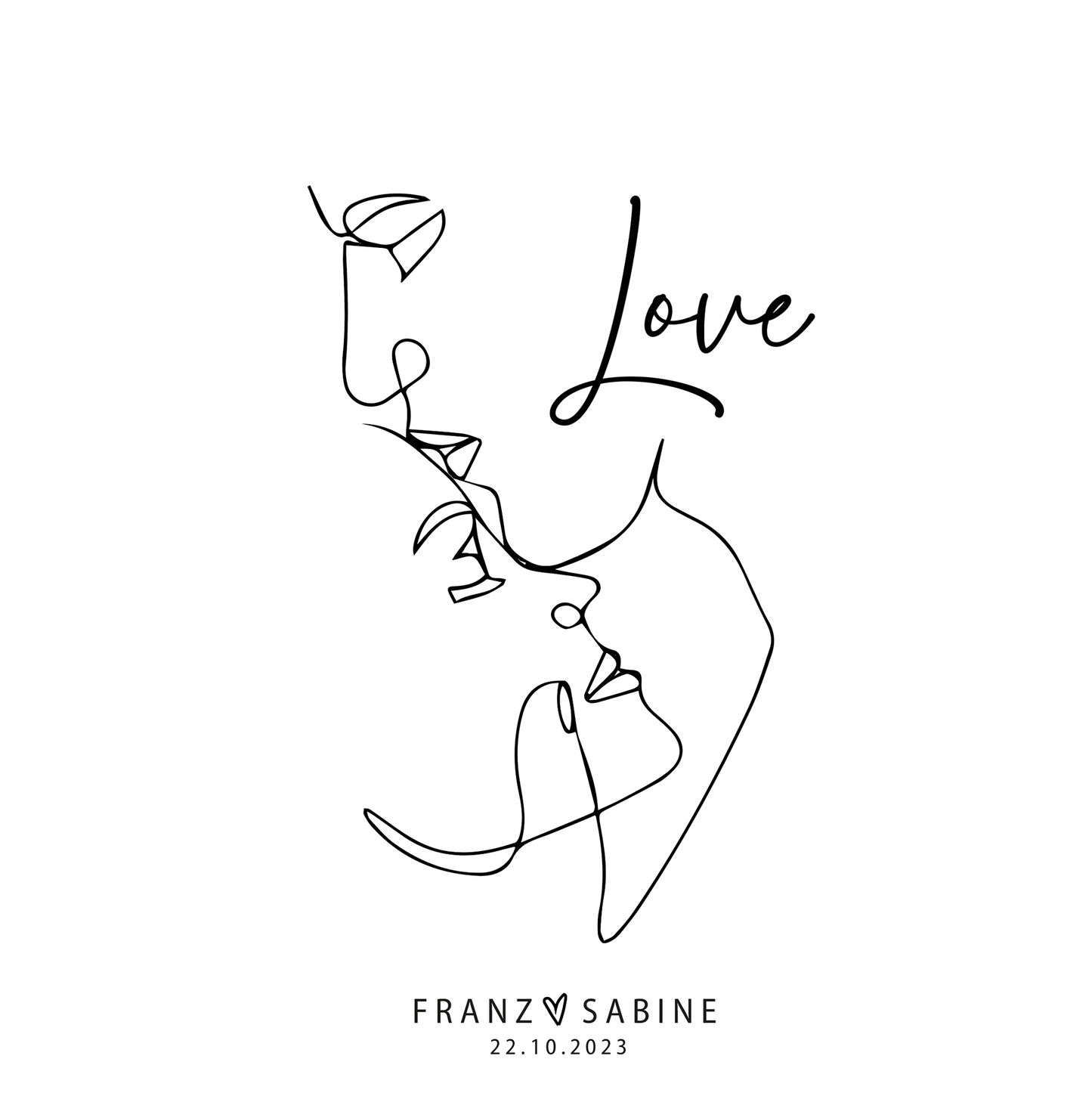 Wandbild mit Hochzeitstag Jahrestag auf Leinwand Zeichnung