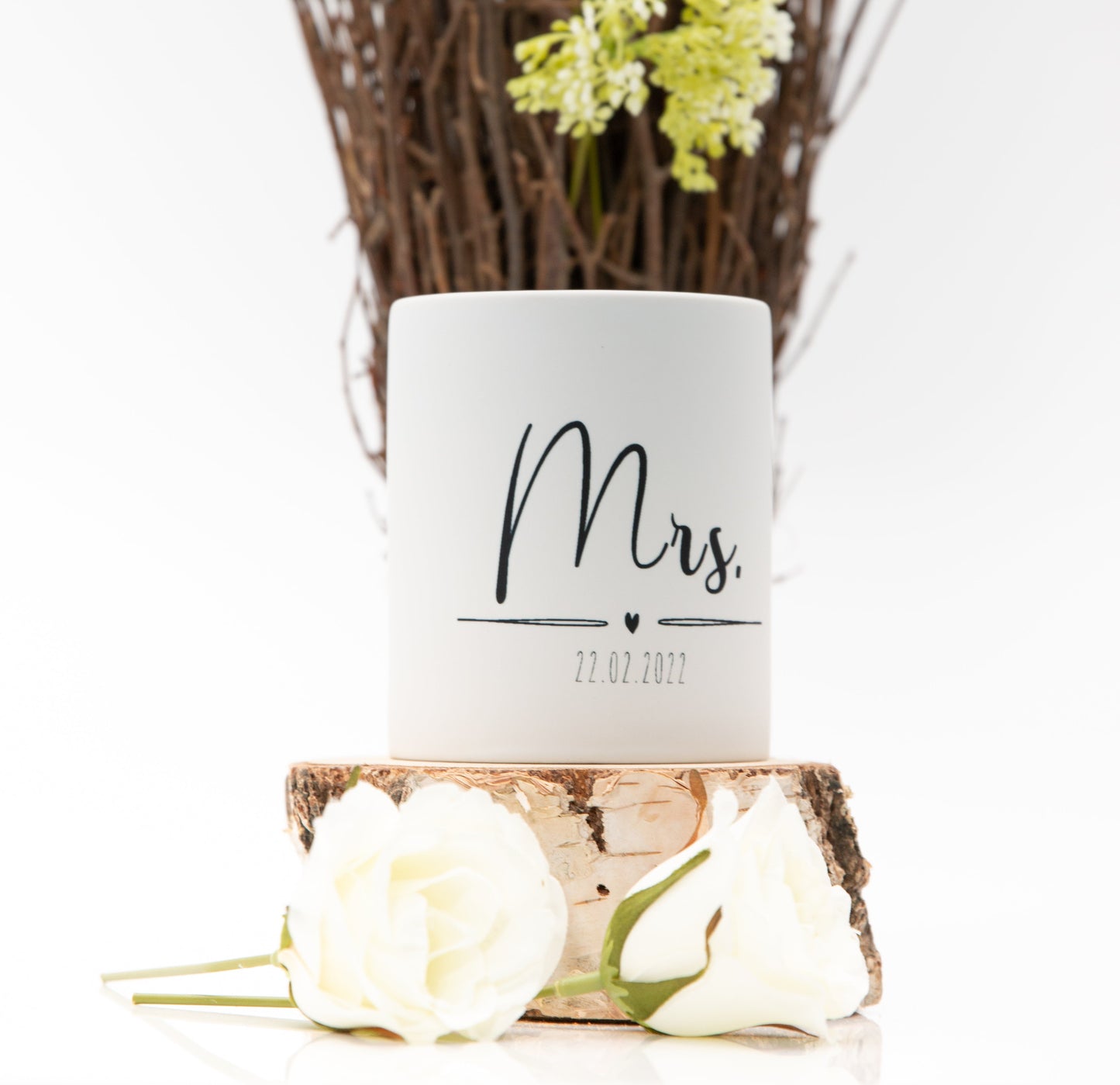 Mrs und Mr Hochzeitstassen Namen und Wunschdatum