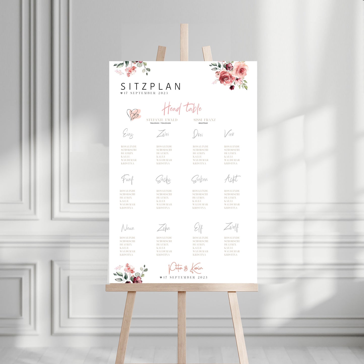 Sitzplan zur Hochzeit