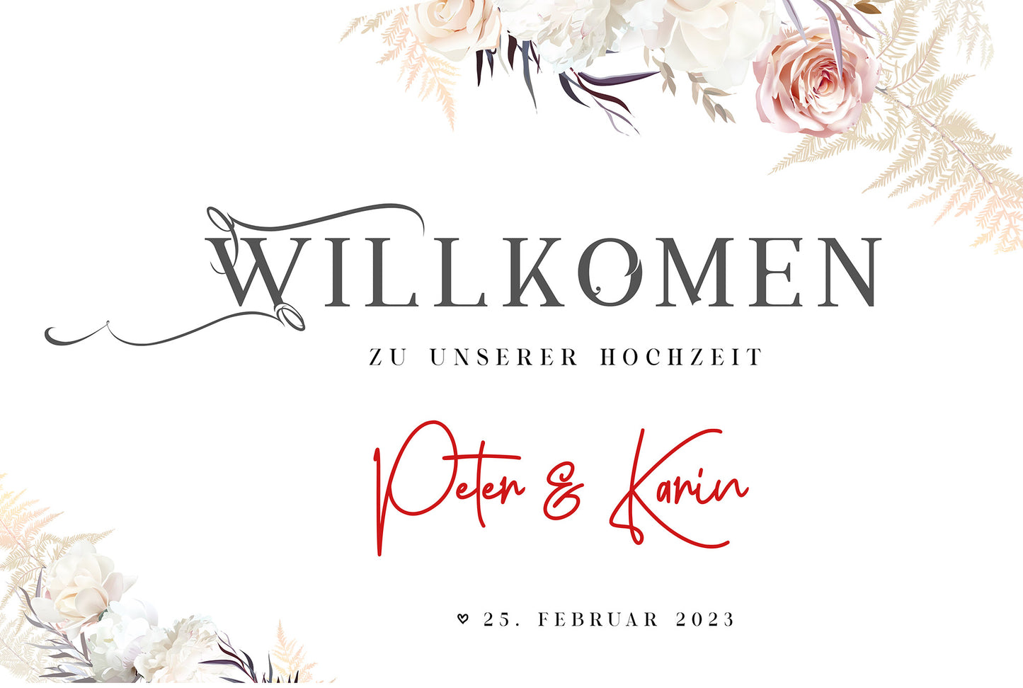 Willkommensschild zur Hochzeit