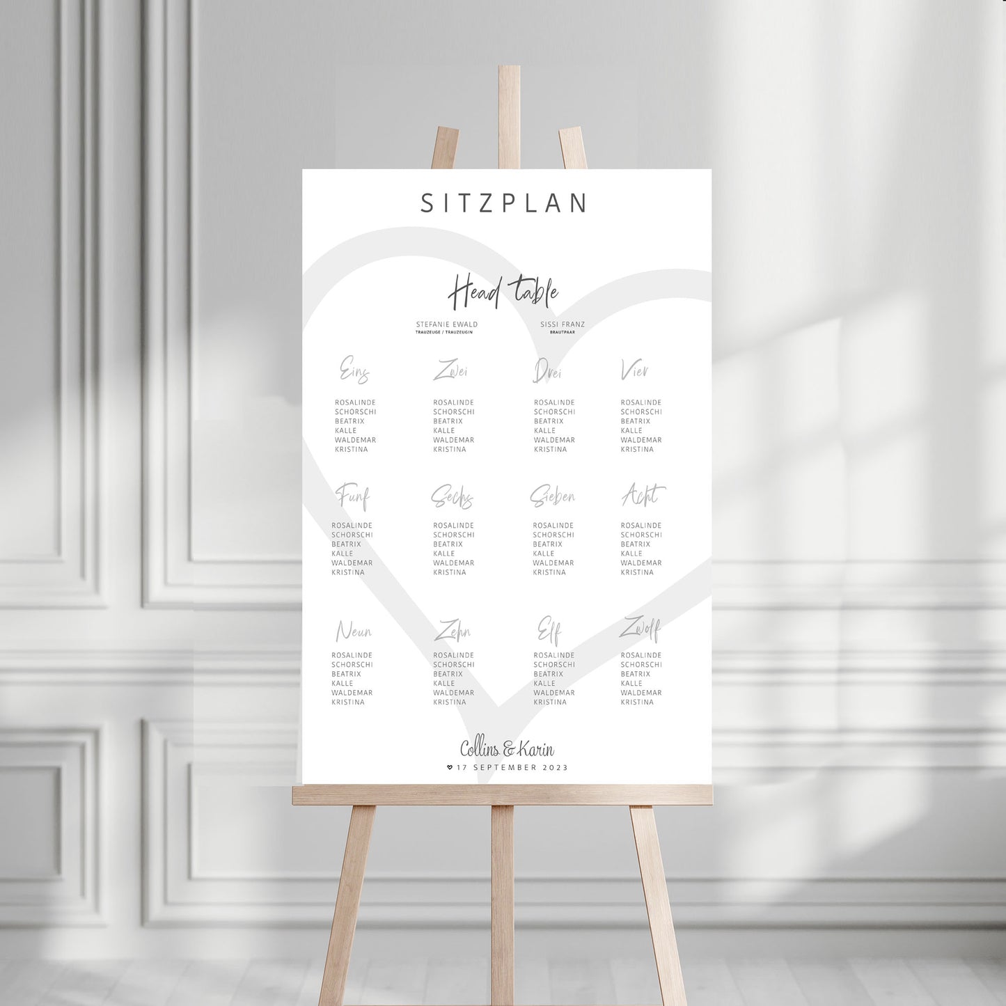 Sitzplan zur Hochzeit
