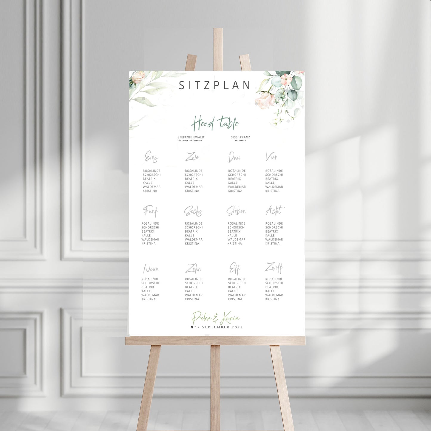 Sitzplan zur Hochzeit