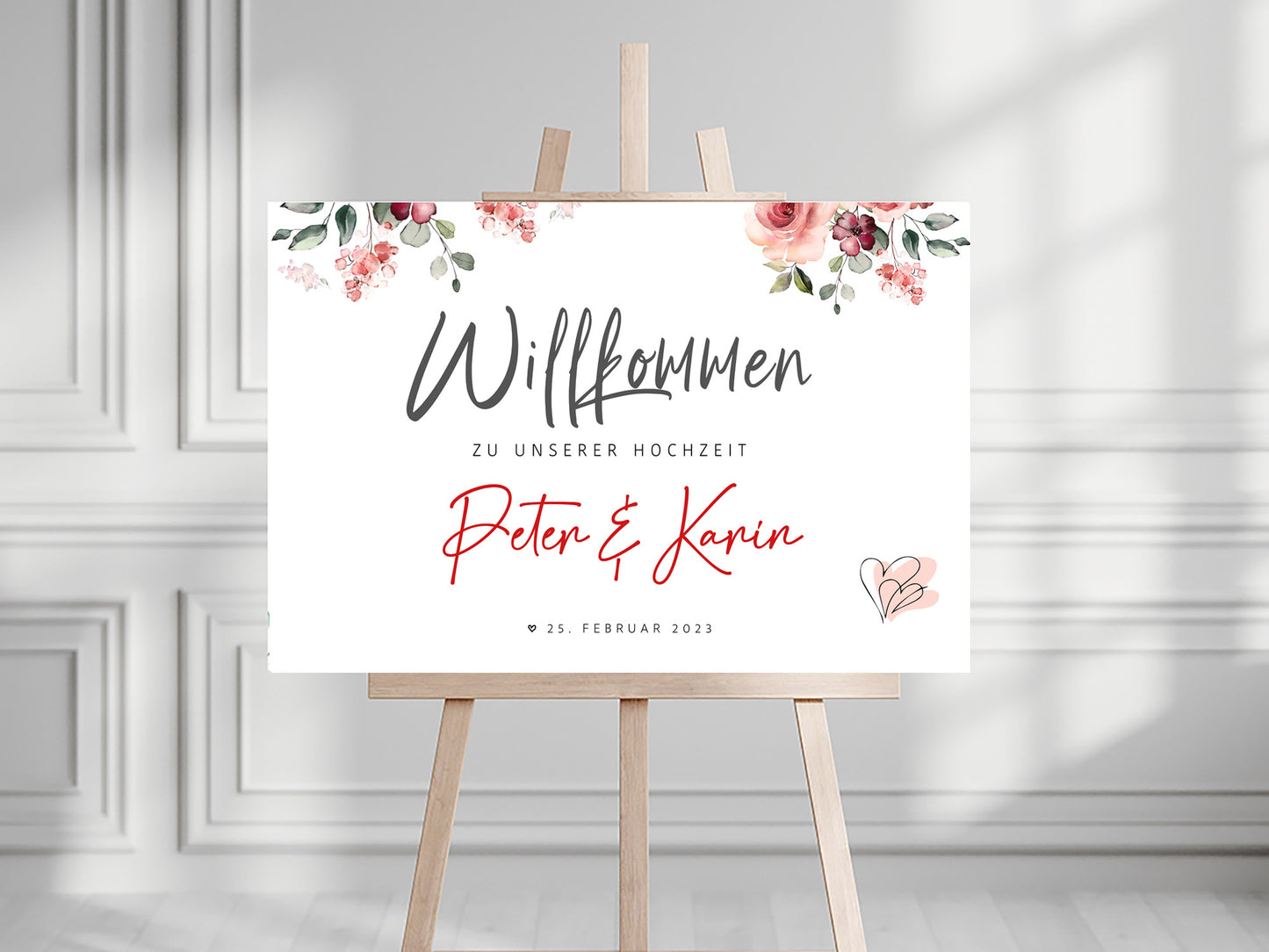 Willkommensschild zur Hochzeit