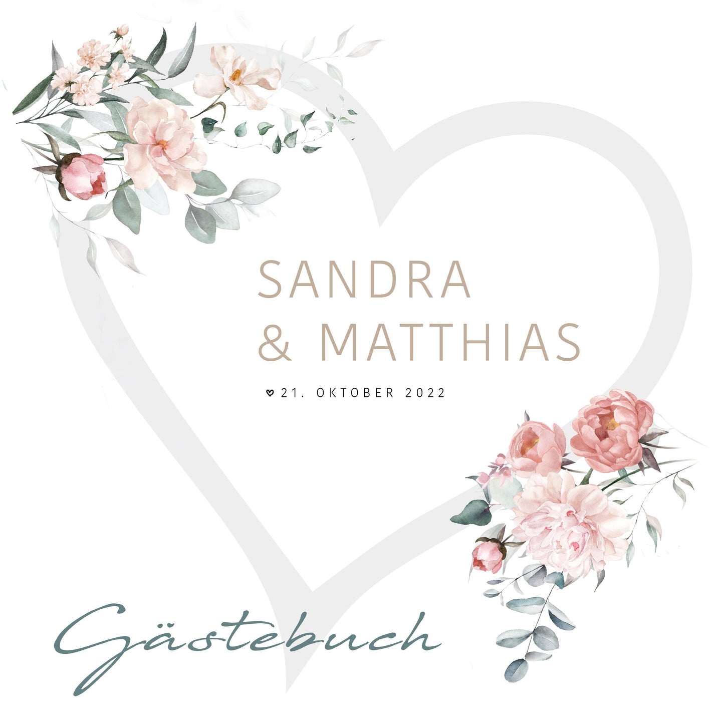 Gästebuch zur Hochzeit rose (hardcover) mit Personalisierung
