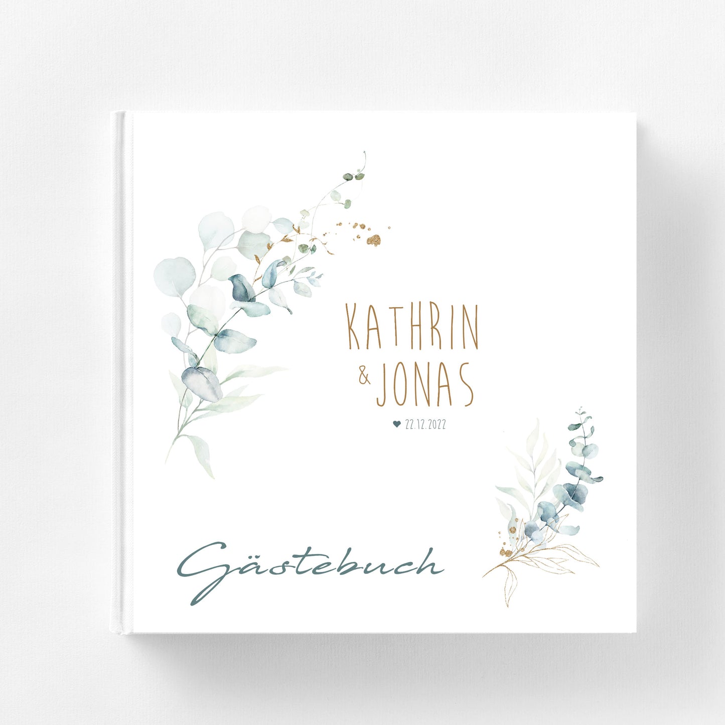 personalisiertes Gästebuch zur Hochzeit grün (Hardcover) mit Personalisierung